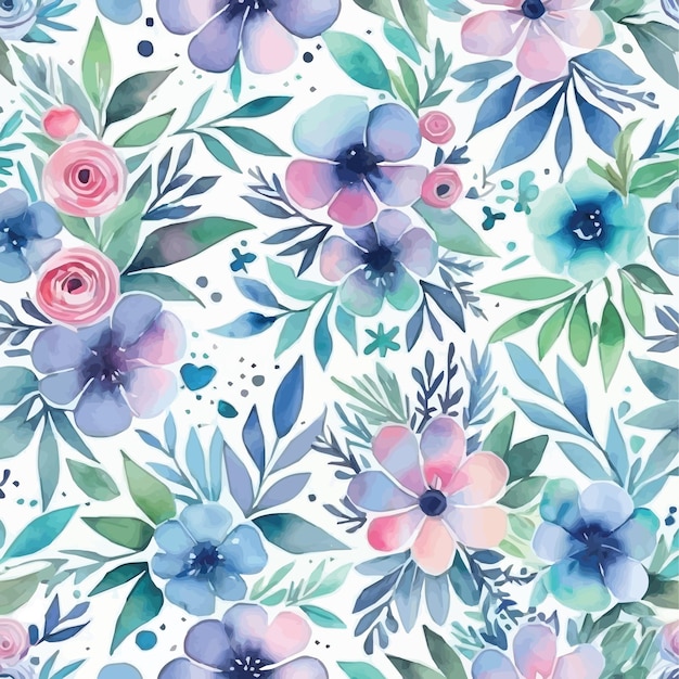 Vector watercolor flowers pattern