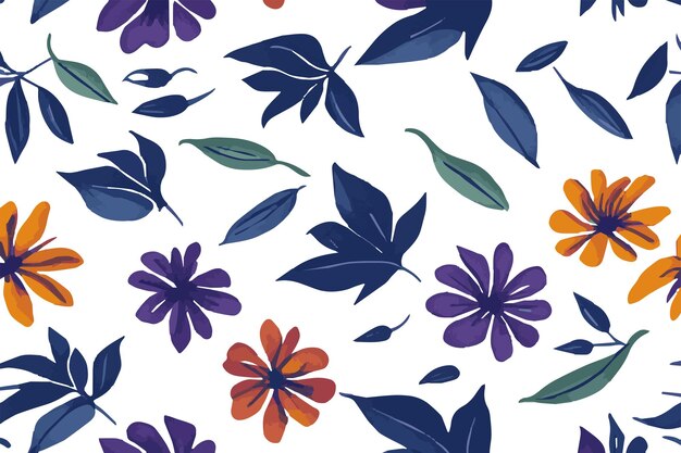 Watercolor flowers seamless pattern on white background