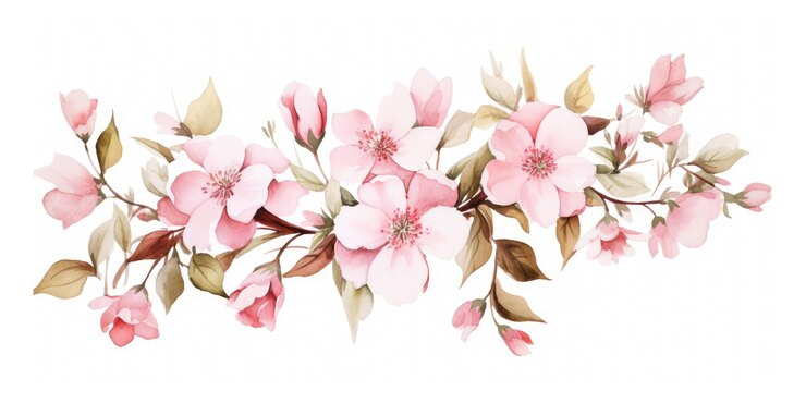 水彩の花は、白い背景の上の図のシンプルなイラストレーターの花のコレクションを設定