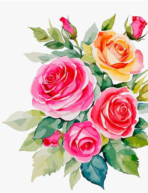 Watercolor flowers vector Illustration