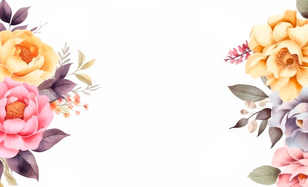 Watercolor flowers on a white background