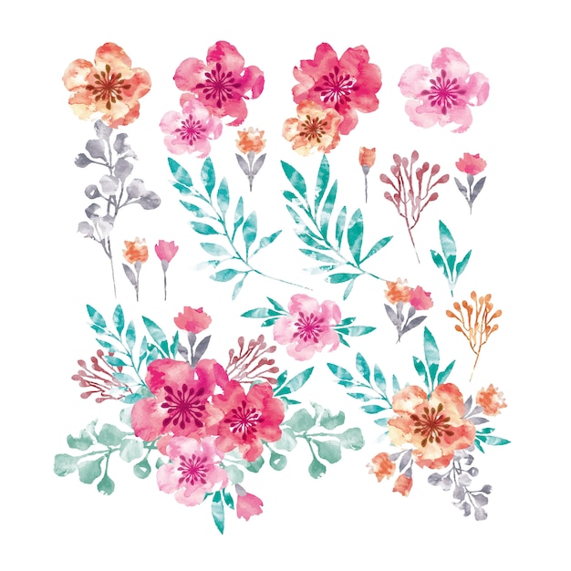 Vector watercolor flowers