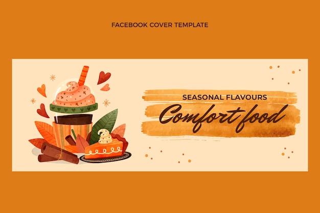 Vector watercolor food facebook cover