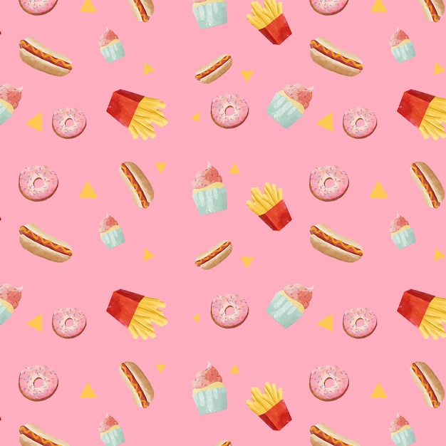 Vector watercolor food pattern