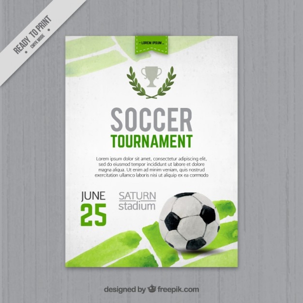 Vector watercolor football tournament flyer