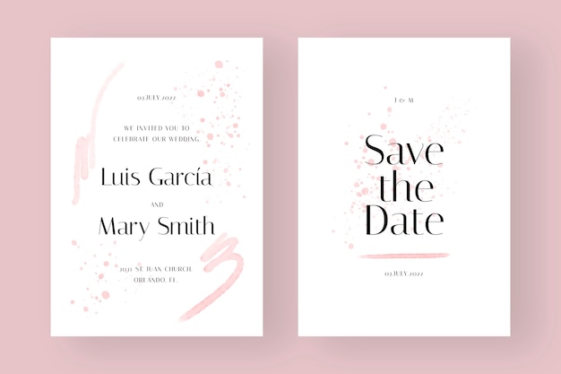 Vector watercolor formal wedding invitations