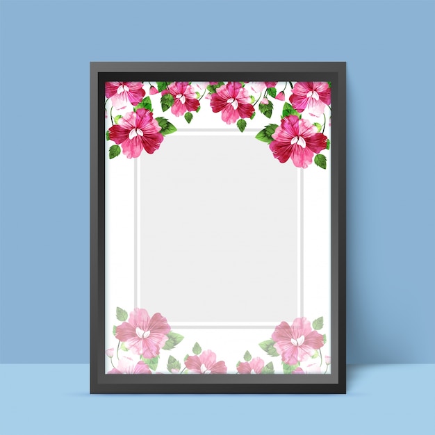 Watercolor fowers decorated frame.