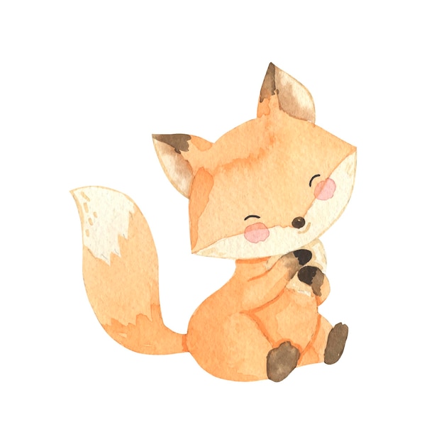 Watercolor fox illustration for kids