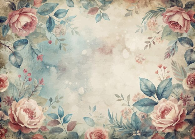 Vector watercolor frame background of flowers