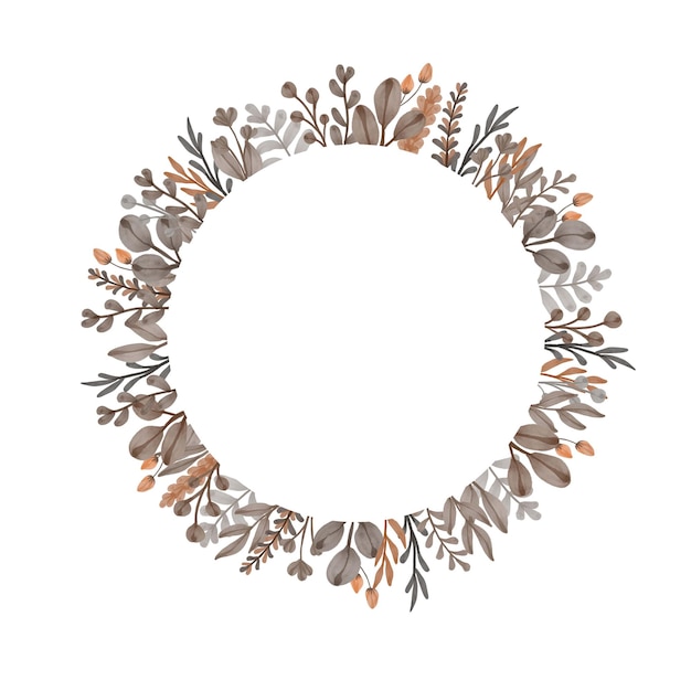 Vector watercolor frame  of brown flower and leaves