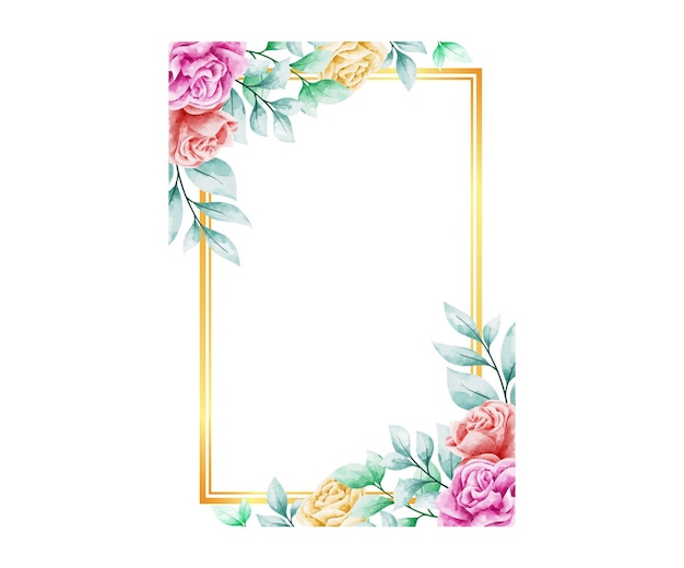 Watercolor Frame Flower Arrangement Illustration