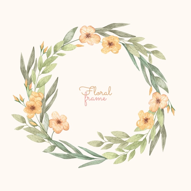 Vector watercolor frame with delicate flowers