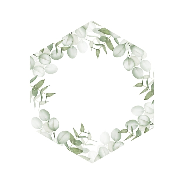 акварельная рамка с листьями эвкалипта