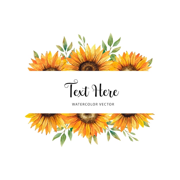 Vector watercolor frame with sunflowers