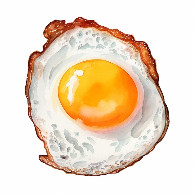 Vector watercolor fried egg sunny side up illustration