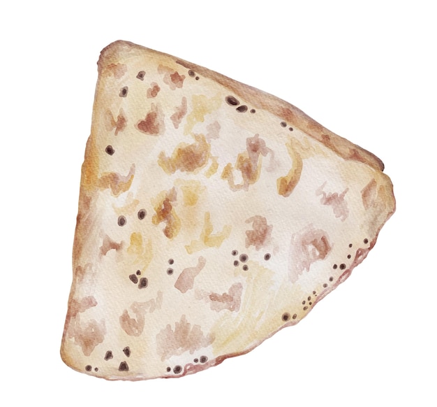 Vector watercolor fried pancake rolled into a triangle