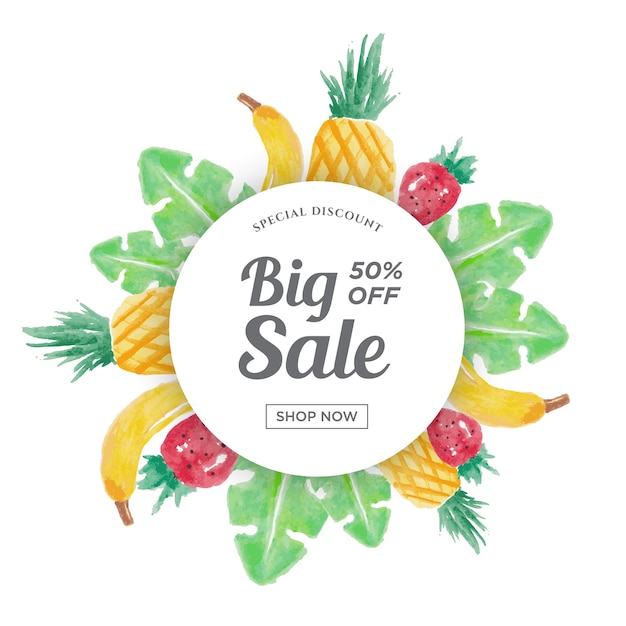 Watercolor Fruit Sale Tag for Summer Business 