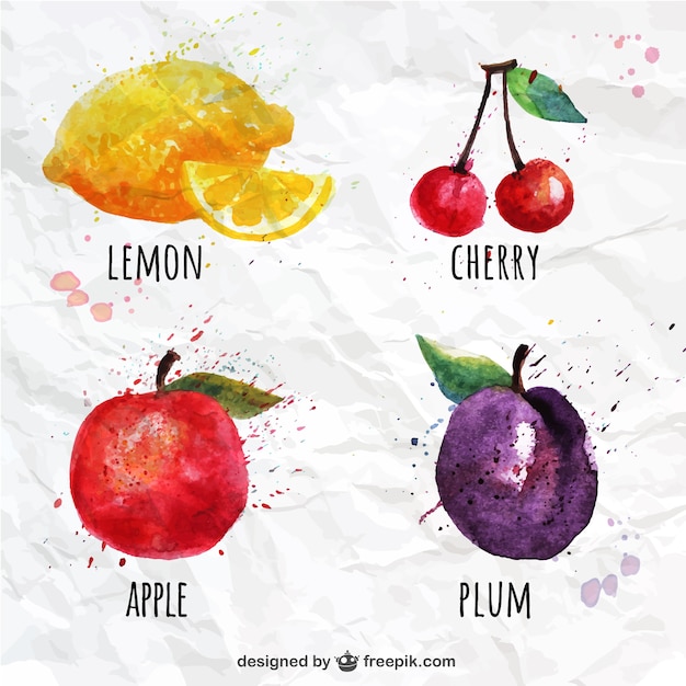 Vector watercolor fruits set