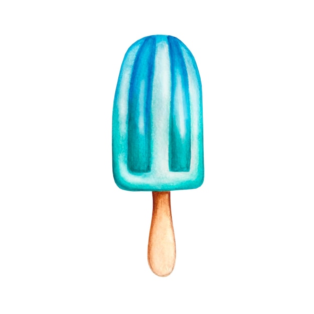 Акварель фруктово-голубое мороженое