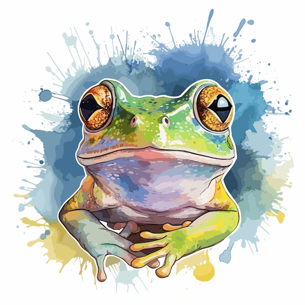 Vector watercolor funny frog