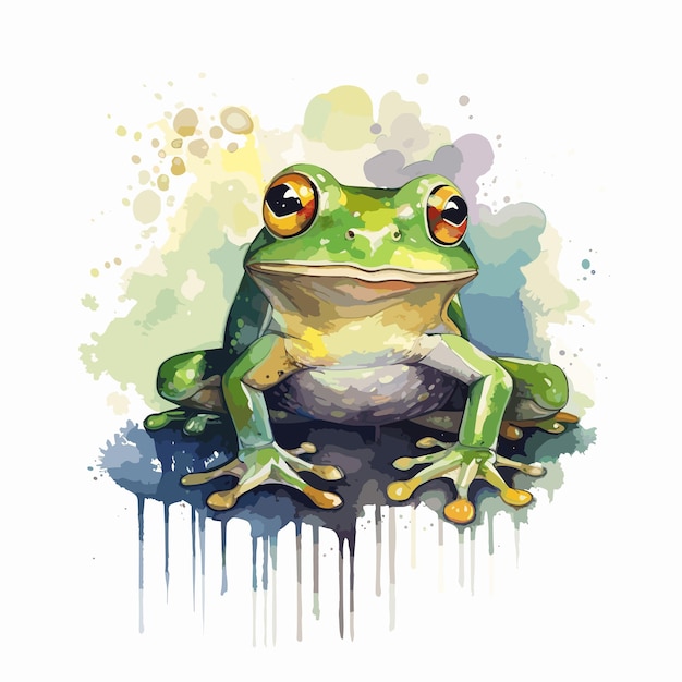 Vector watercolor funny frog
