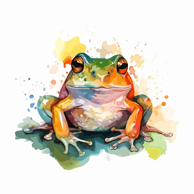 Vector watercolor funny frog