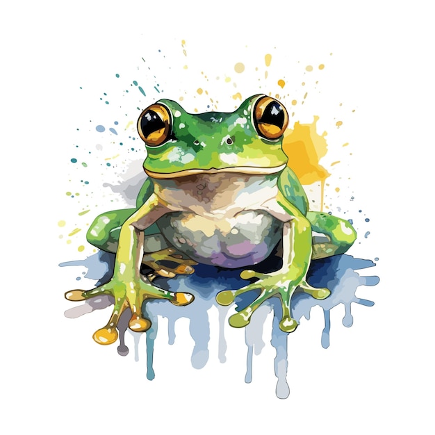 Vector watercolor funny frog