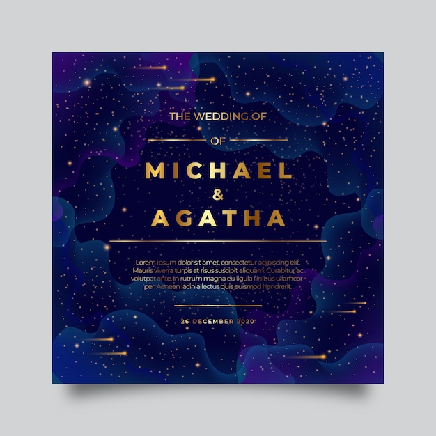 Vector watercolor galaxy wedding invitation