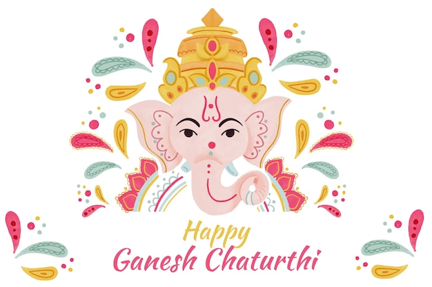 Vector watercolor ganesh chaturthi banner