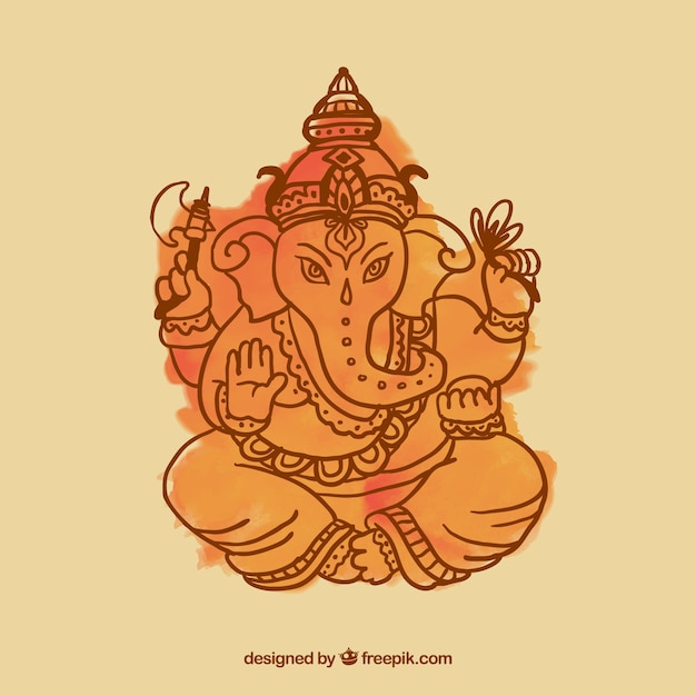 Vector watercolor ganesha