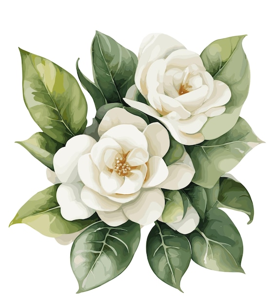 Watercolor gardenia flower vintage styles wedding flower vector image