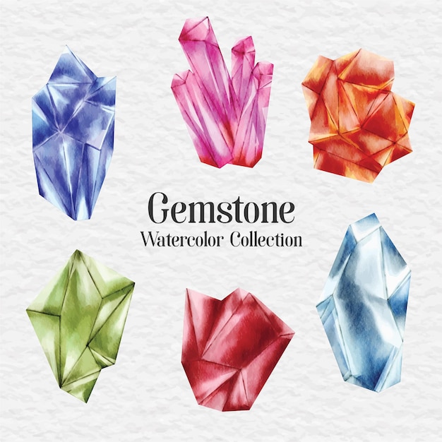 Watercolor gemstone jewelry clip art illustration