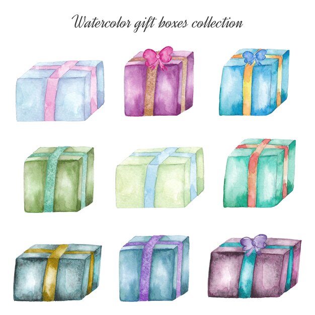 Watercolor gift boxes