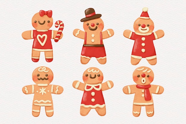 watercolor gingerbread man cookie collection