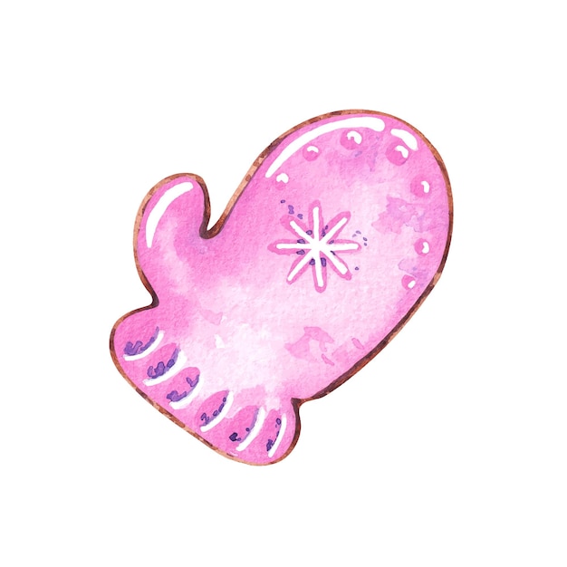 Watercolor gingerbread in the shape of a mitten