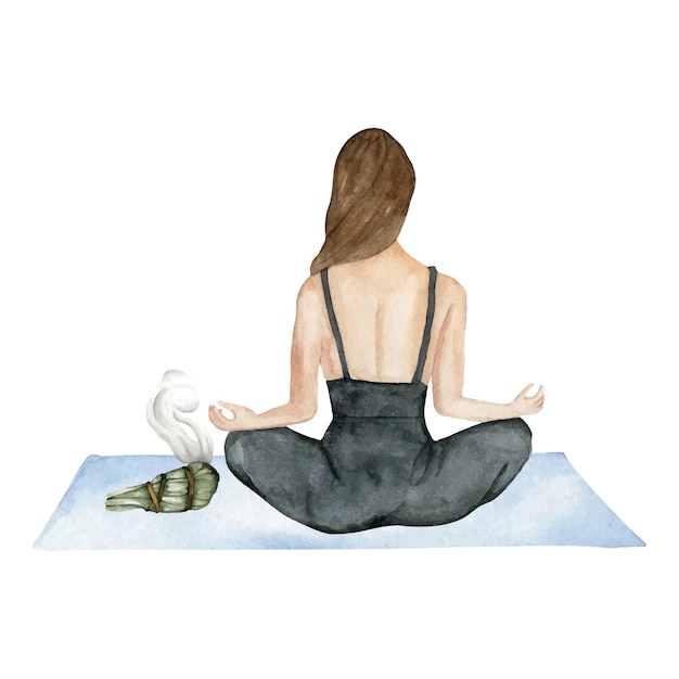 Vector watercolor girl yogini