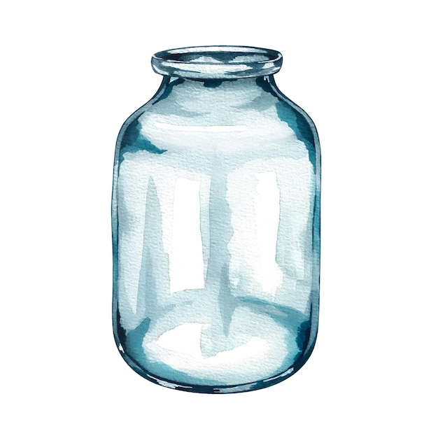 Vector watercolor glass empty vase on a white background