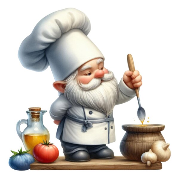 Vector a watercolor gnome chef clipart