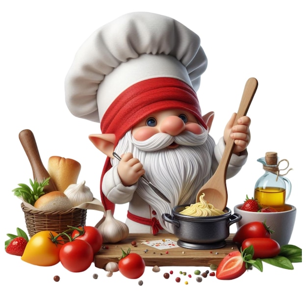 Vector a watercolor gnome chef clipart