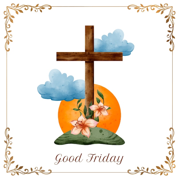 Watercolor good friday illustration