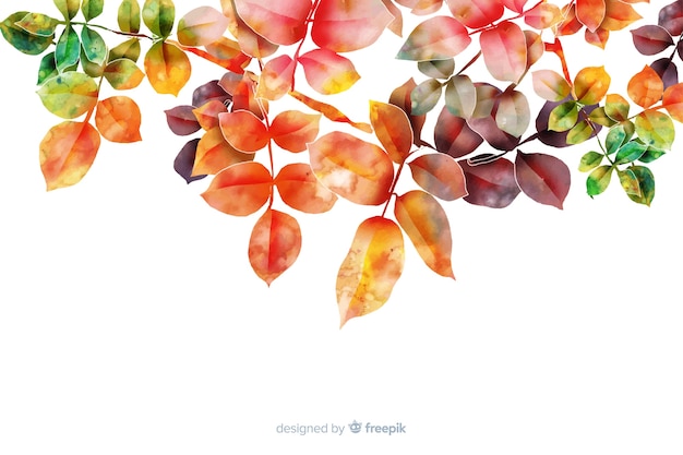 水彩グラデーション秋の葉の背景