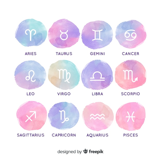 Watercolor gradient zodiac sign collection