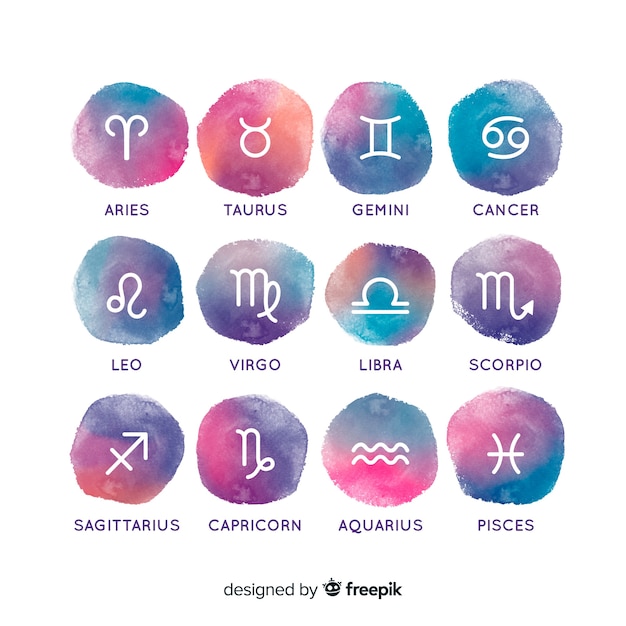 Watercolor gradient zodiac sign collection