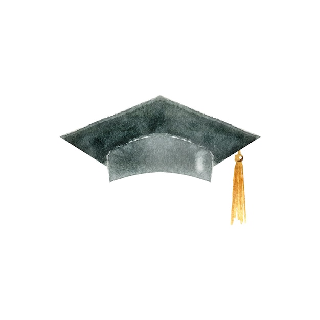 Vector watercolor graduation hat