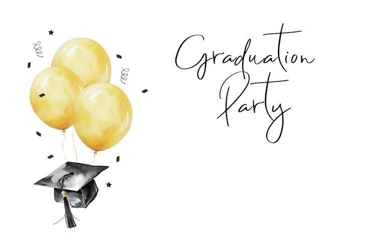 Vector watercolor graduation party decor banner