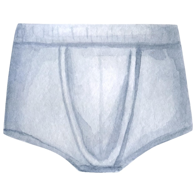 Watercolor gray brief pants underwear isolated sketch illustration of men underpants