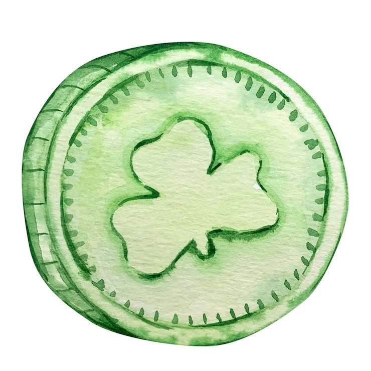 Vector watercolor green candy coin wrapped