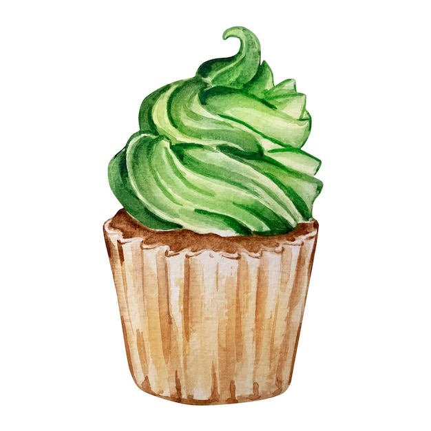 Watercolor green cupcake St Patrick's DayxAxA