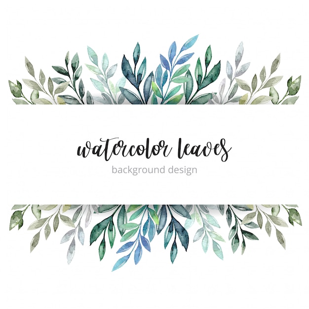 Vector watercolor green leaves background