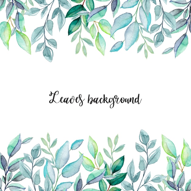 Vector watercolor green leaves background